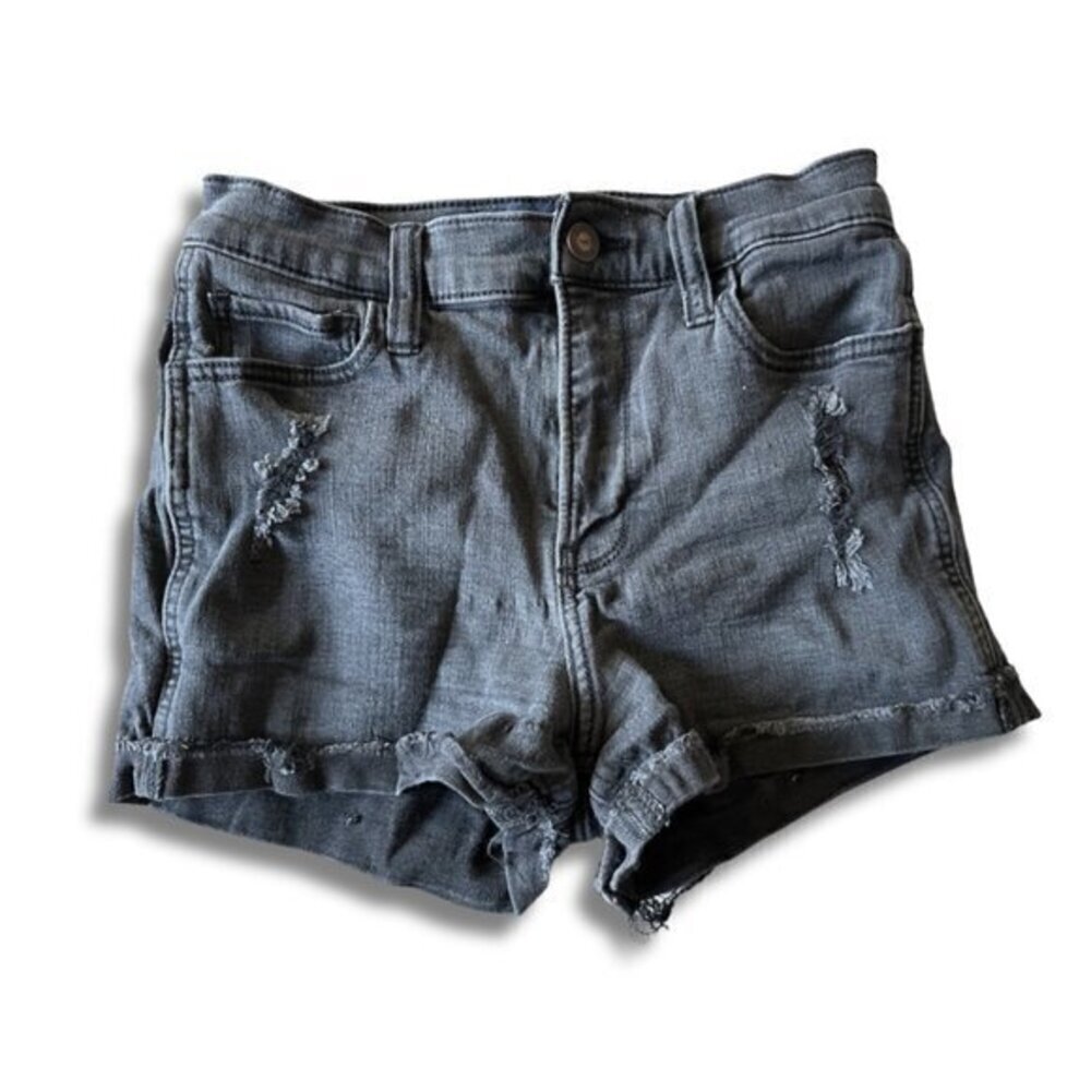 High Rise Black Denim Shorts